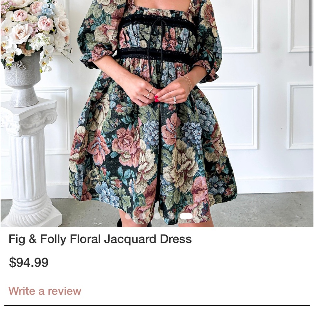 Tapestry Puff Sleeve Dress